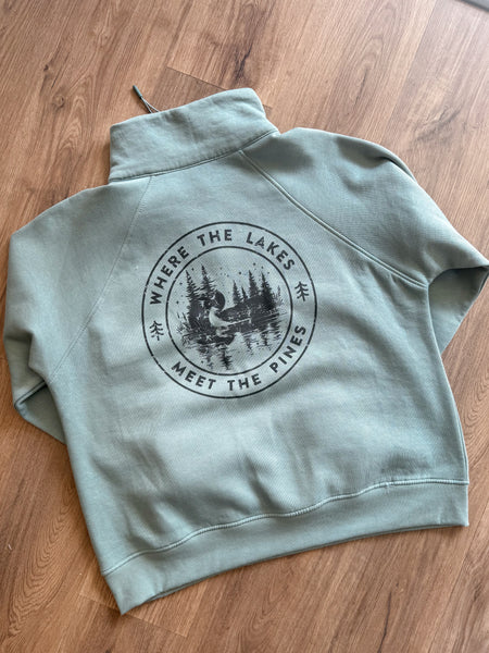 North Star Loon Zip [sage] - Northern Print Co.