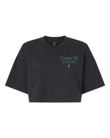 Women's Washed Up Crop [washed black] - Northern Print Co.