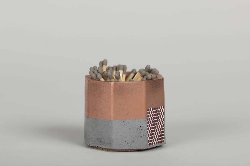 Painted Rose Gold Match Holder // Grey Matches - Northern Print Co.